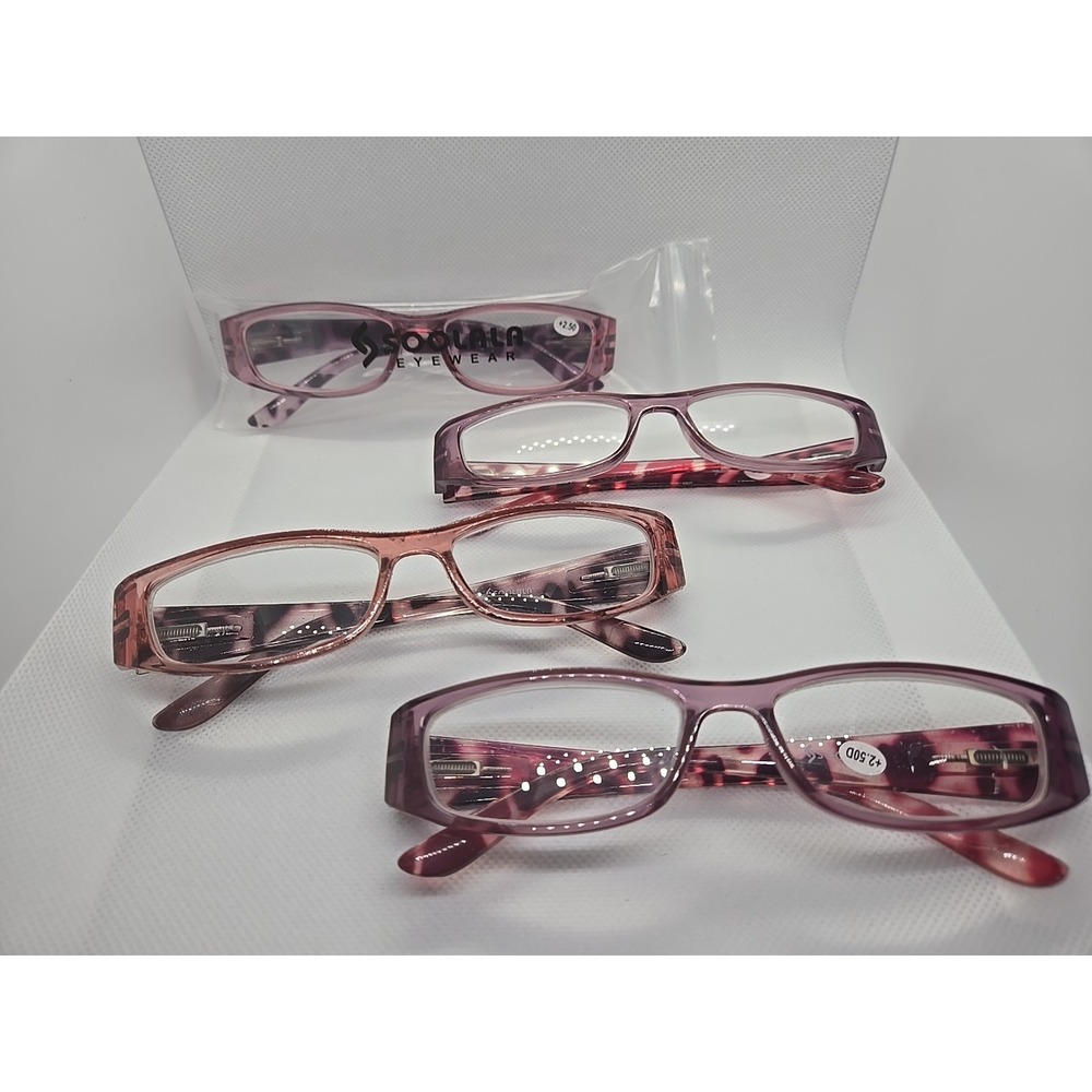 Lot Of 4 Soolala Pink Tortoise 2.50 D reading glasses FRAMES ONLY